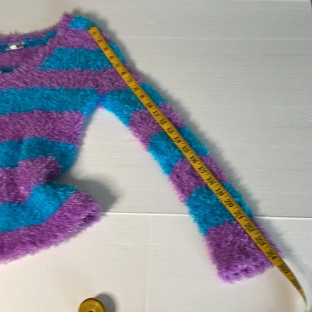 Justice fuzzy striped sweater  youth size 14